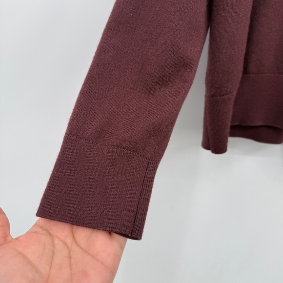 Calvin Klein Sweater Women XL Burgundy V Neck Collar Wool Blend Pullover Knit - Picture 2 of 12